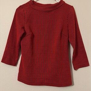 Boden Women's Red Patterned  3/4 Sleeve Knit Top